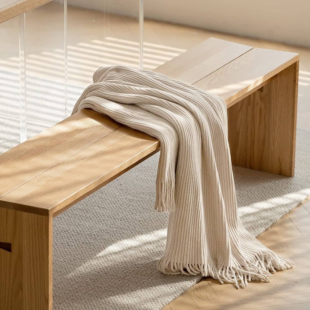 lifein Throw Blanket for Couch-Soft Boho Throw Blankets,Cozy Spring Knit White Chenille Throw,Sma... | Amazon (US)