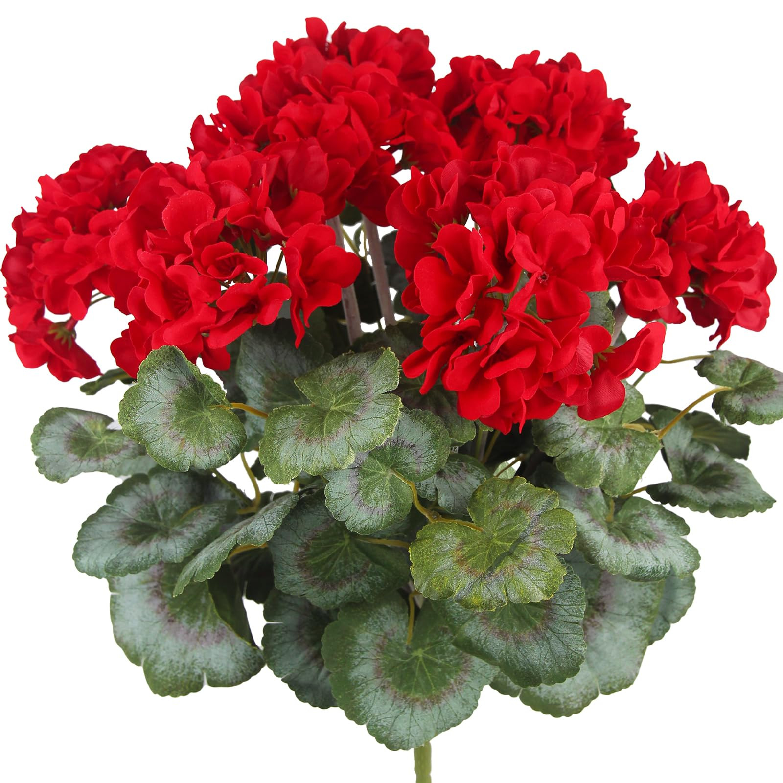 Artificial Geraniums Flowers for Outdoors - UV Resistant Red Silk Bushes - Faux Plants for Garden... | Amazon (US)