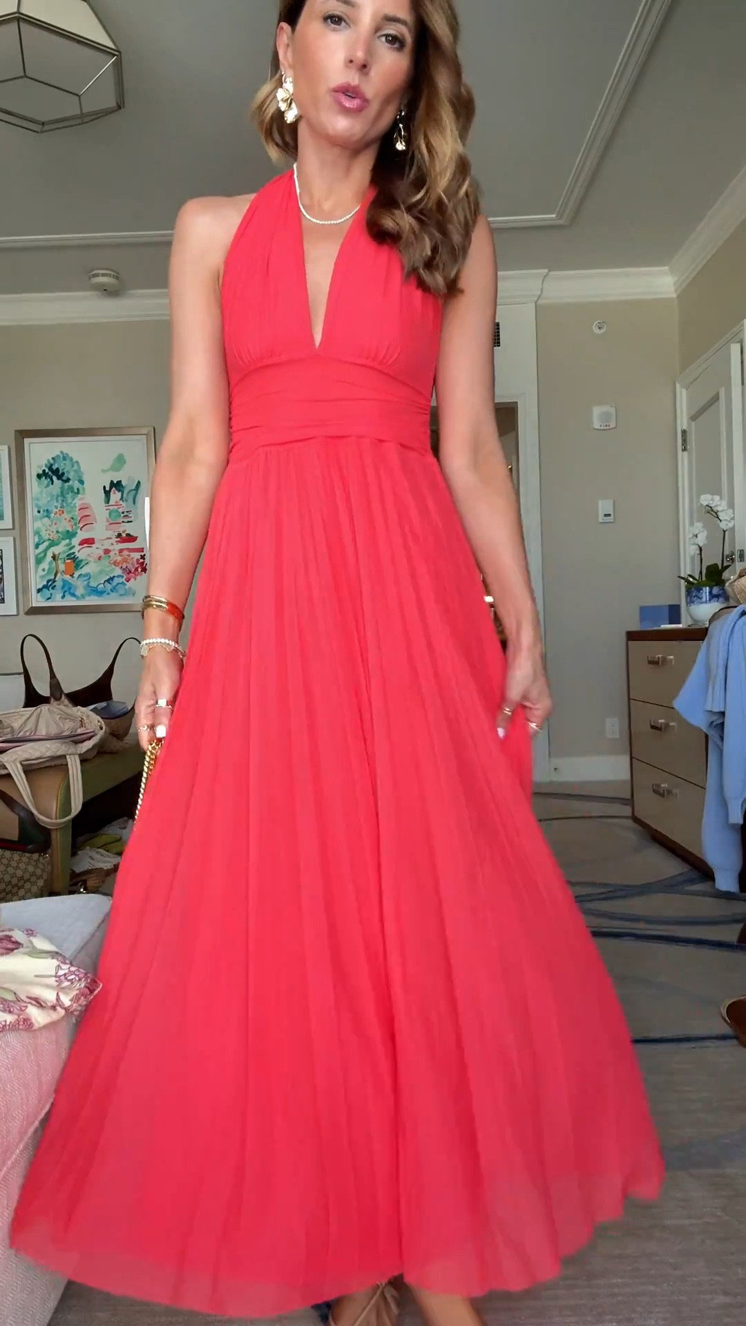 My Palm Beach outfit of the day! Wedding guest dress in XXS petite. Spring wedding guest. Summer wedding guest. Party dress. Neutral heels are TTS. YSL Kate clutch. 

#LTKootd #LTKTravel #LTKWedding