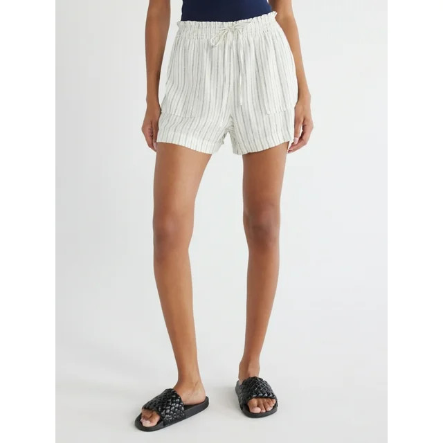 Time and Tru Women's Linen Blend Shorts with Smocked Waist, Sizes XS-XXXL | Walmart (US)
