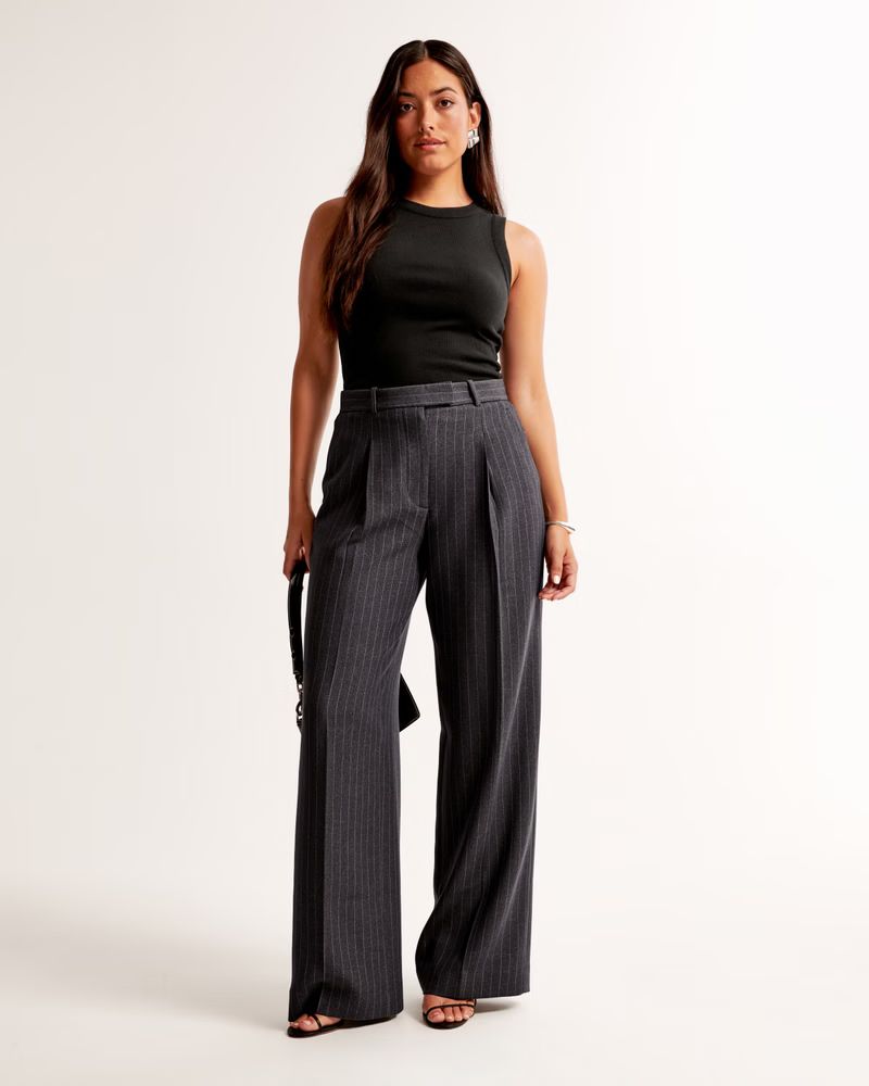 Women's Curve Love A&F Harper Tailored Ultra-Wide Leg Pant | Women's New Arrivals | Abercrombie.c... | Abercrombie & Fitch (UK)