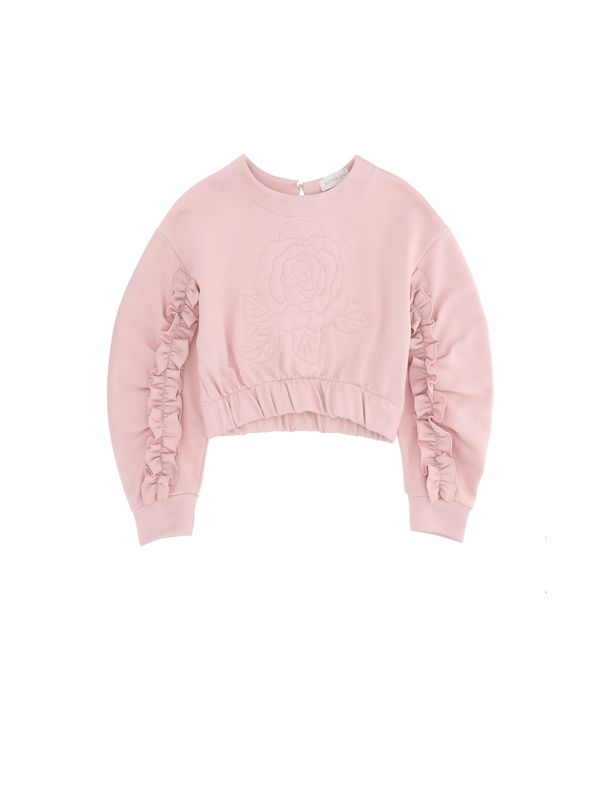 Cotton sweatshirt with rose | Monnalisa