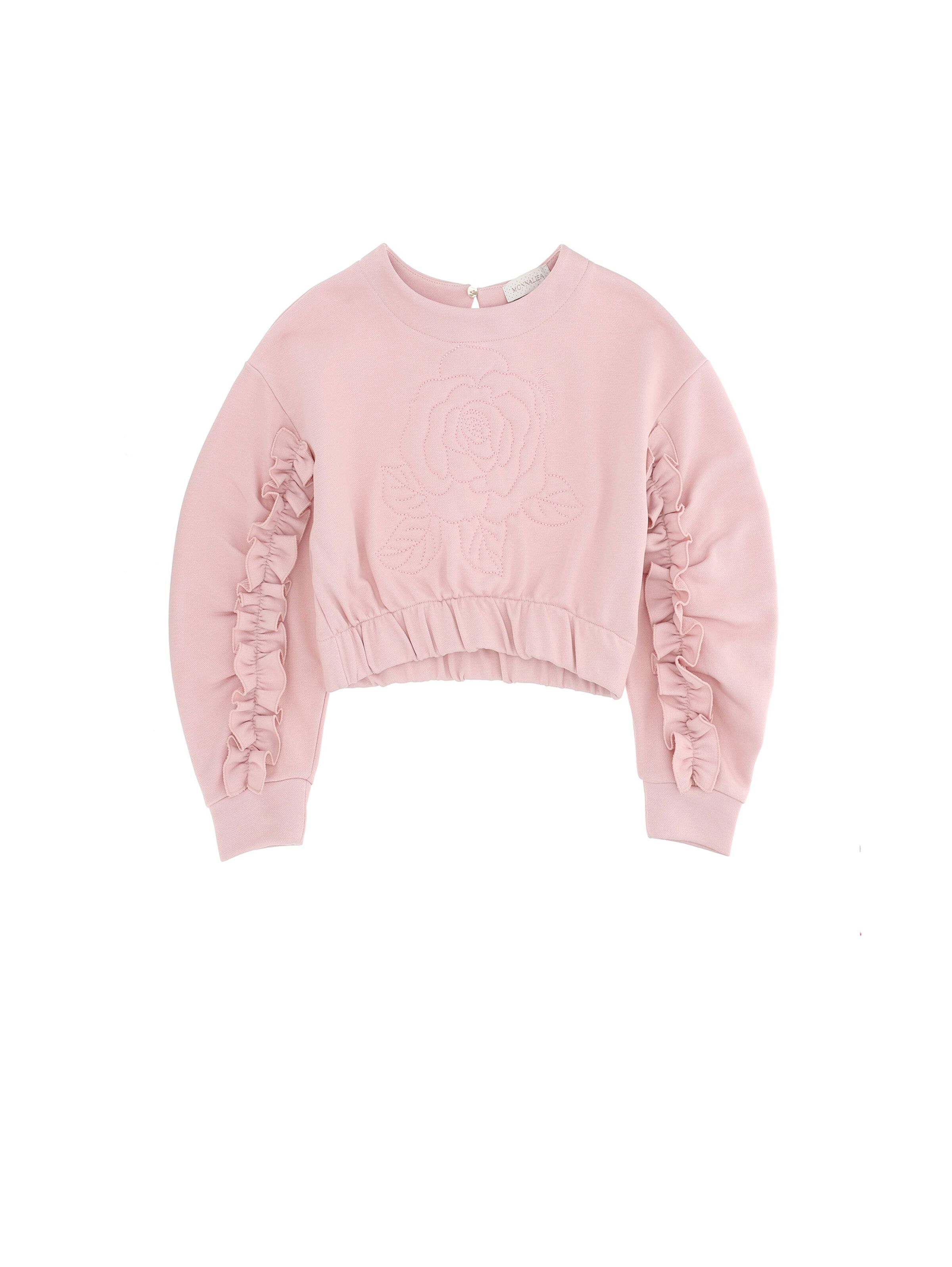 Cotton sweatshirt with rose | Monnalisa