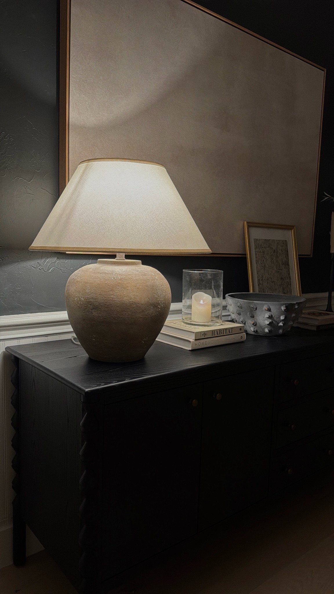 Cozy sideboard + lamp details from the dining room!

#LTKHome