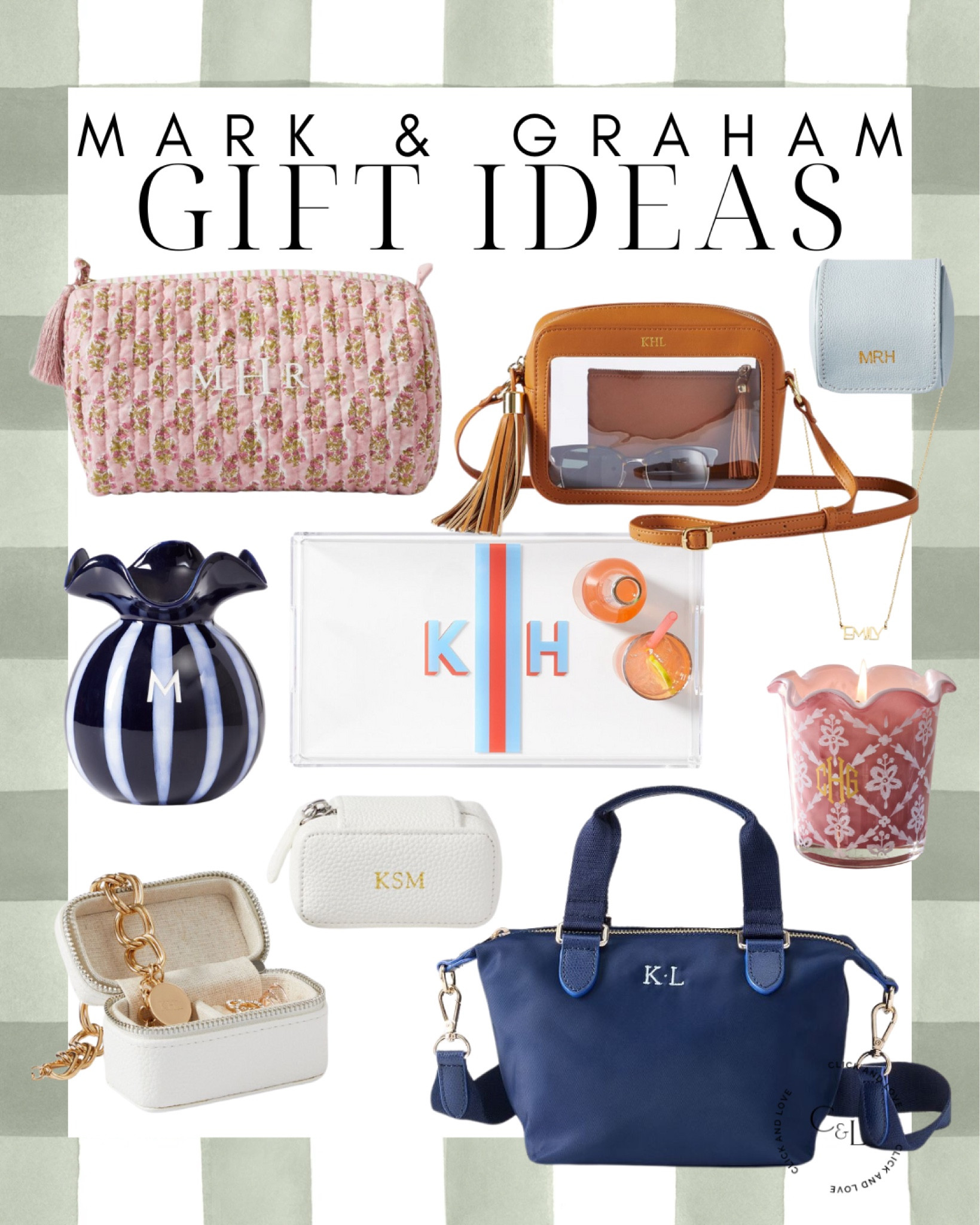 Gift ideas from Mark & Graham! Most of their items can be personalized but you can also get them plain! Love these options for holiday gifts or for a birthday!

Personalized gifts, personalization, custom gift ideas, monogram, necklace, monogrammed gift ideas, makeup bag, pouch, crossbody bag, watch holder, flower vase, tray, serving tray, lucite tray, candle, jewelry holder, jewelry organizer, tote, purse, embroidered bag, Christmas, Christmas gift, gift guide, holiday gift, gift, gifts for her, gifts under $30, gifts under $50, gift under $100

#LTKFindsUnder100 #LTKGiftGuide #LTKHoliday