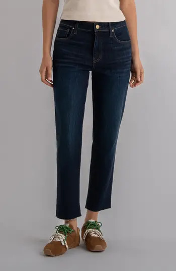 KUT from the Kloth Reese Fab Ab Raw Hem Ankle Slim Straight Leg Jeans in Courageously at Nordstrom Rack, Size 0 | Nordstrom Rack
