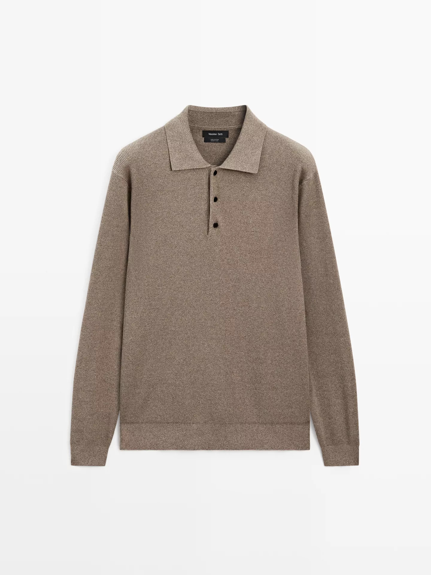 Cotton knit polo sweater with button details | Massimo Dutti US