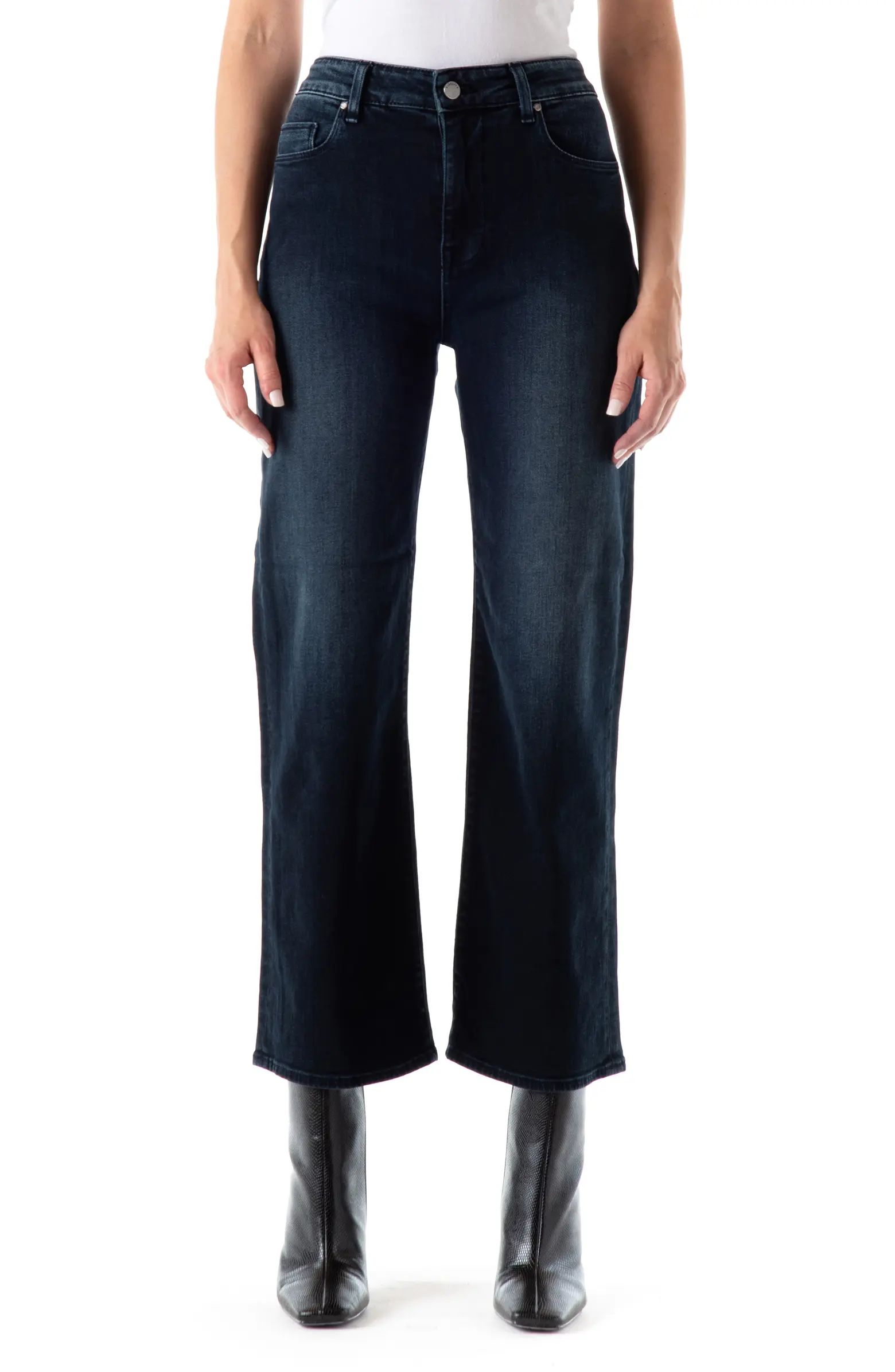 Fidelity Denim Fidelity Malibu High Waist Crop Wide Leg Jeans | Nordstrom | Nordstrom