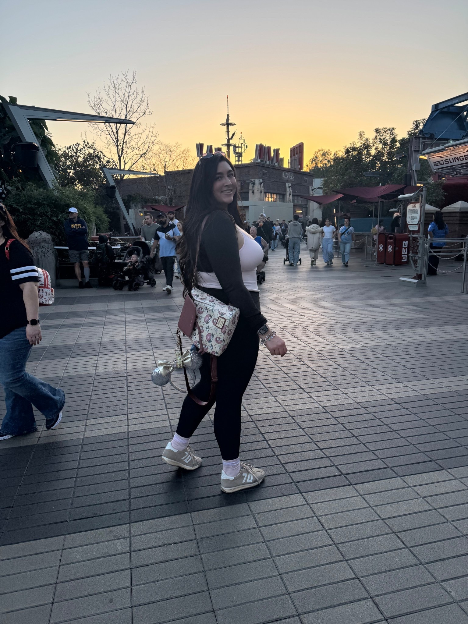 Golden Hour on Avengers Campus. 🌅 Web Slingers has become one of my fave rides in DCA! 🕸️ Wearing a new style of my go-to leggings + one of my fave built-in-bra tanks in A NEW color-way with the matching socks, that I picked up at Lululemon in DOWNTOWN DISNEY! 🛍️ #disneyland #disneyparks #disneyfit #disneyoutfits

#LTKdayinmylife #LTKootd #LTKTravel