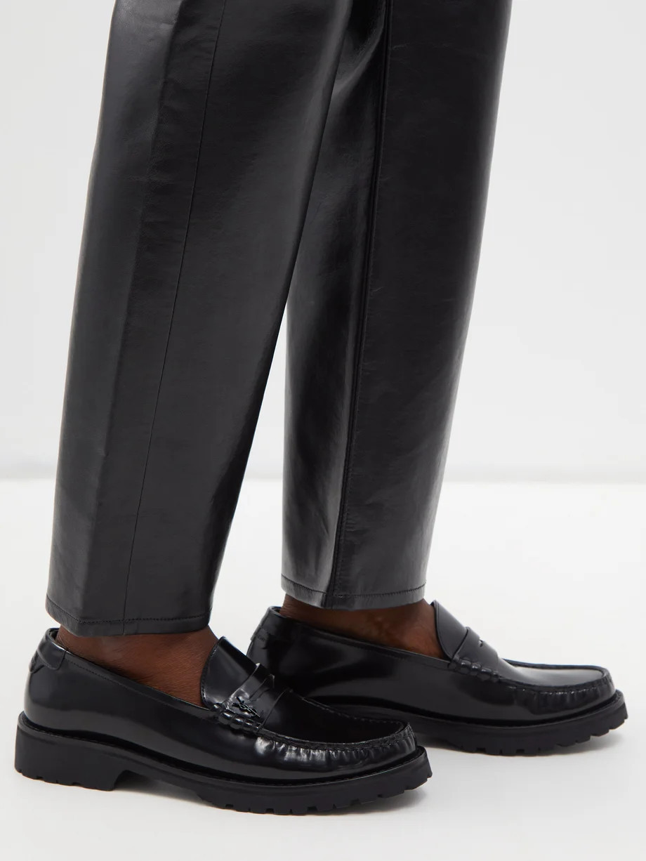 YSL-plaque leather penny loafers | Saint Laurent | Matches (UK)