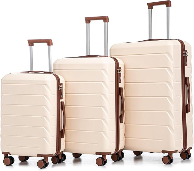 Merax 3 Piece ABS Hardshell Luggage Sets Spinner Wheel Suitcase Suit Case | Amazon (US)