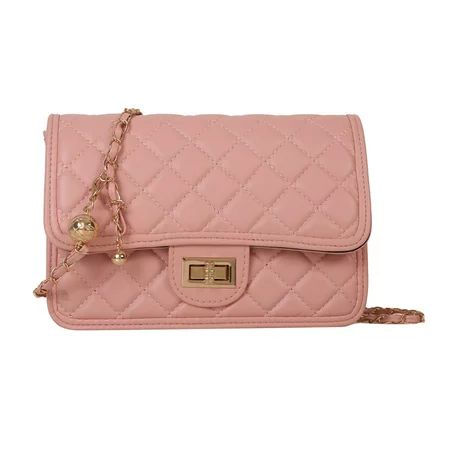 Women Quilted Purse Lattice Clutch Small Crossbody Shoulder Bag with Chain Strap Leather pink，G15255 | Walmart (US)