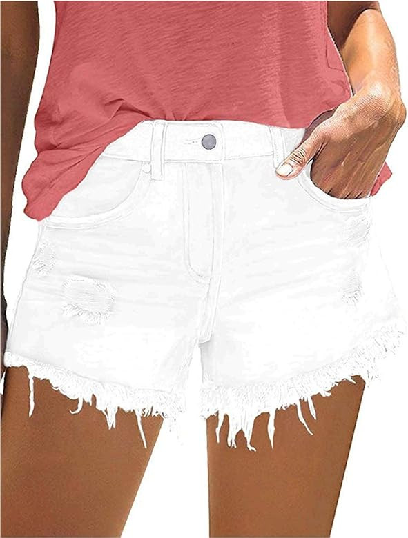 MODARANI Women's Cut Off Denim Jean Shorts Ripped Distressed | Amazon (US)
