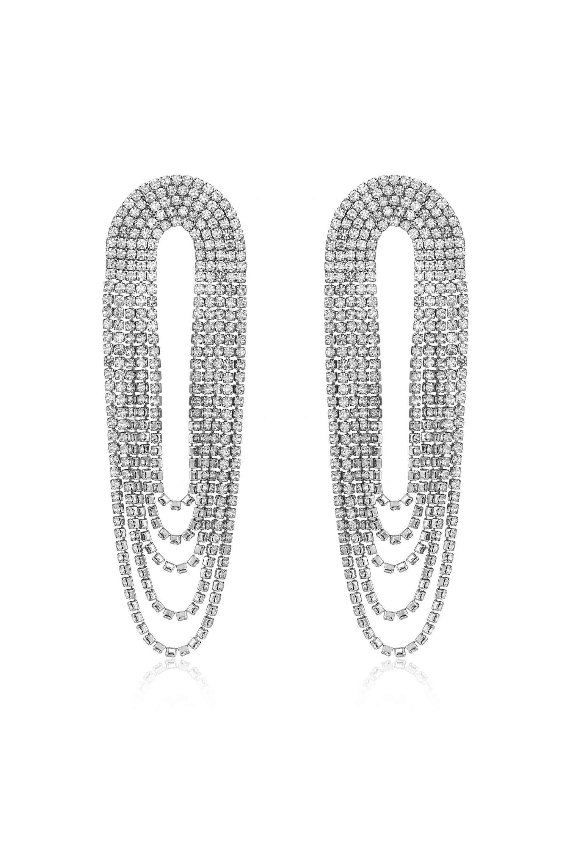 Crystal Drape Fringe Earrings | Ettika