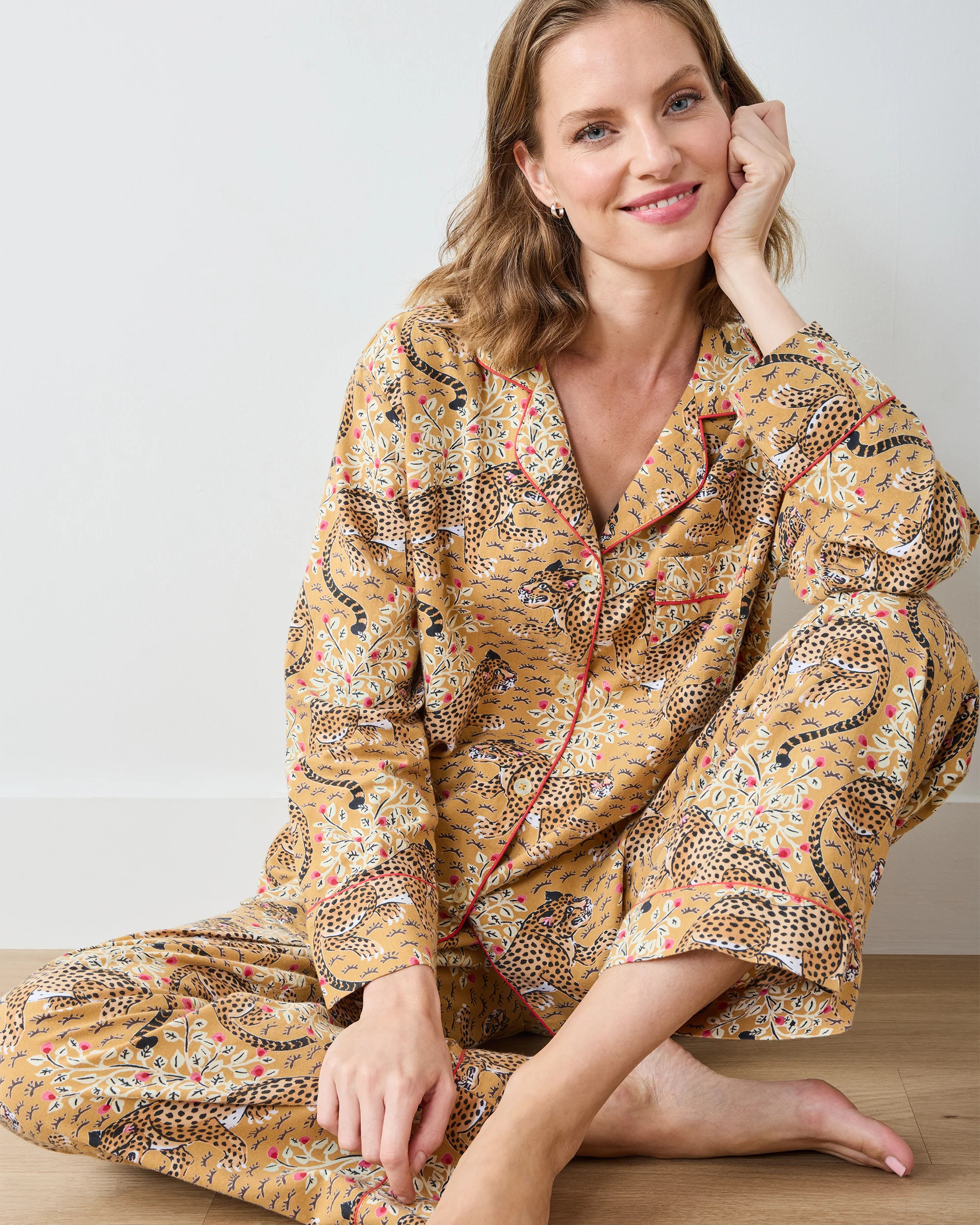 Bagheera - Lightweight Flannel Long PJ Set - Tobacco | Printfresh