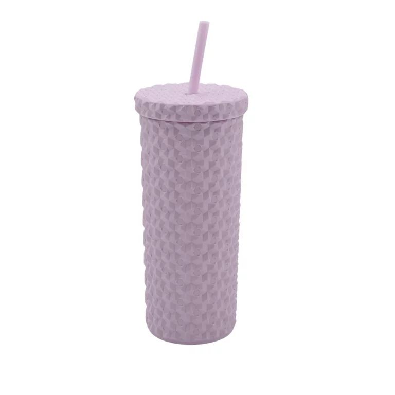 Mainstays 24-Ounce Eco-Friendly Plastic Textured Tumbler with Lid, Pink | Walmart (US)