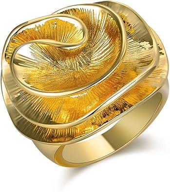 Mytys Cocktail Rings for Women Fashion 18K Gold Plated & Silver Flower Statement Ring Wedding Eng... | Amazon (US)