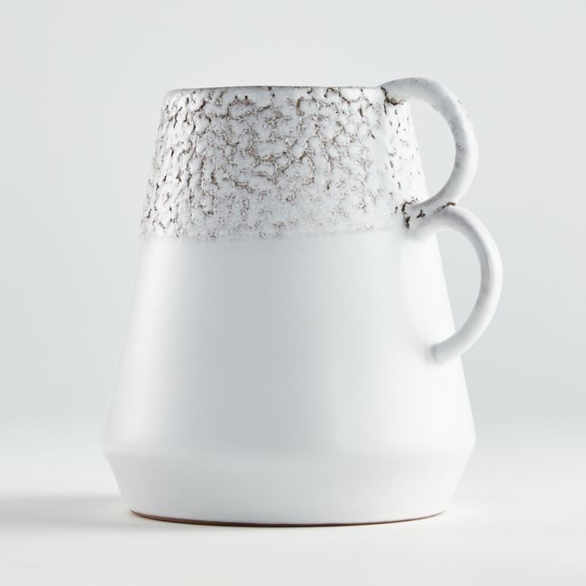 Caldwell White Vase with Double Handles | Crate & Barrel