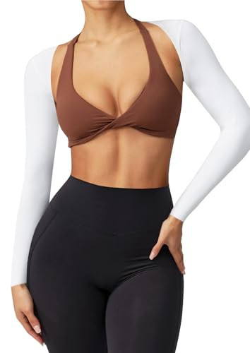 Coloquin Women Bolero Shrug Long Sleeve Open Front Workout Ballet Shrug Arm Sleeves White S | Amazon (US)