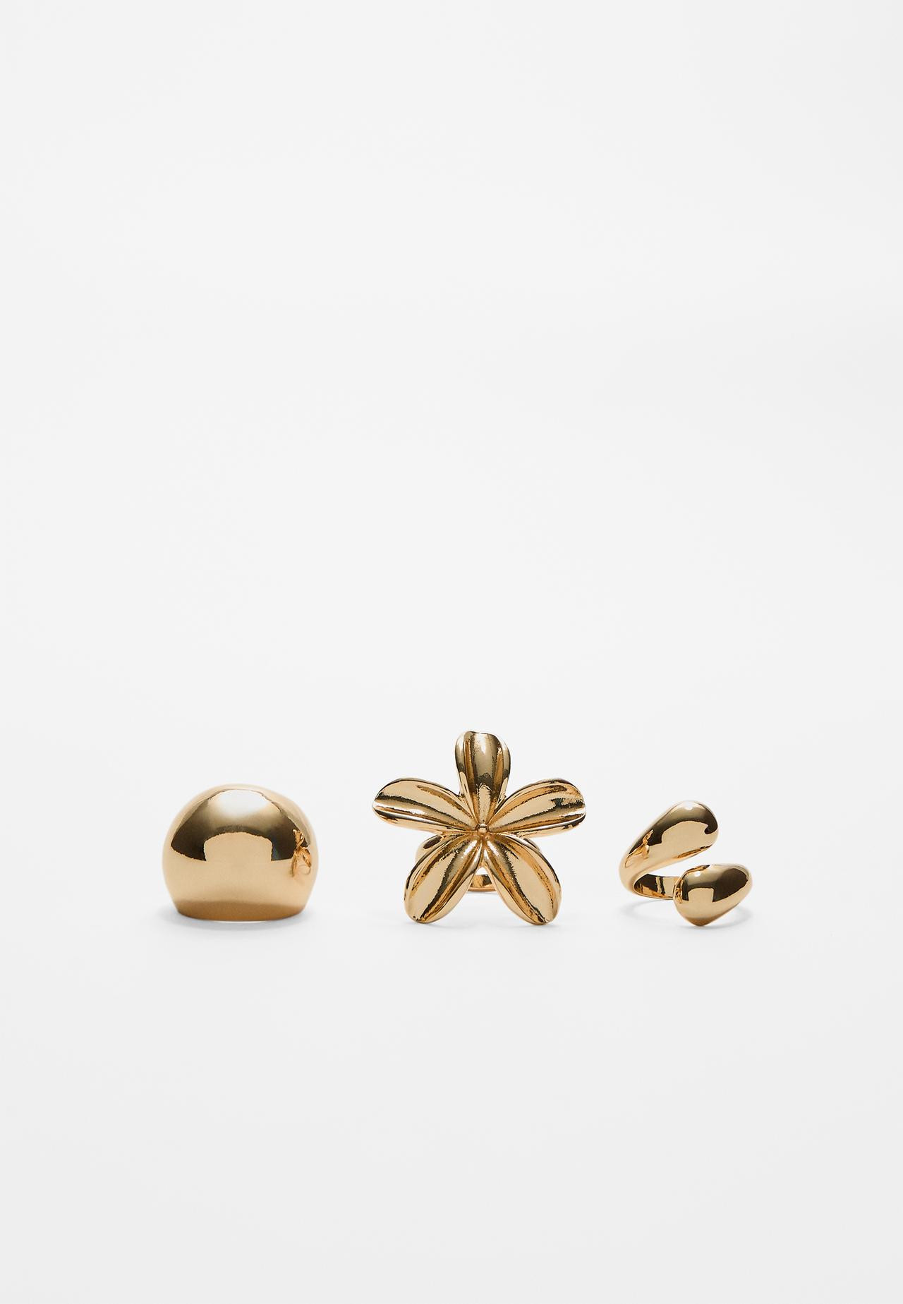 Set of 3 flower and droplet rings | Stradivarius (UK)