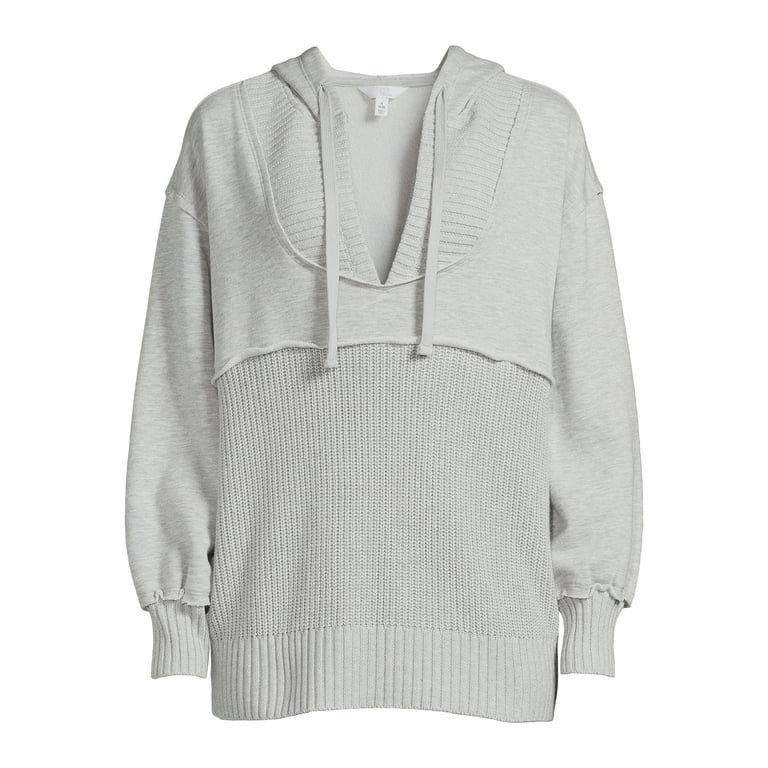 Time and Tru Women's Mixed Media Hoodie, Sizes S-3XL | Walmart (US)