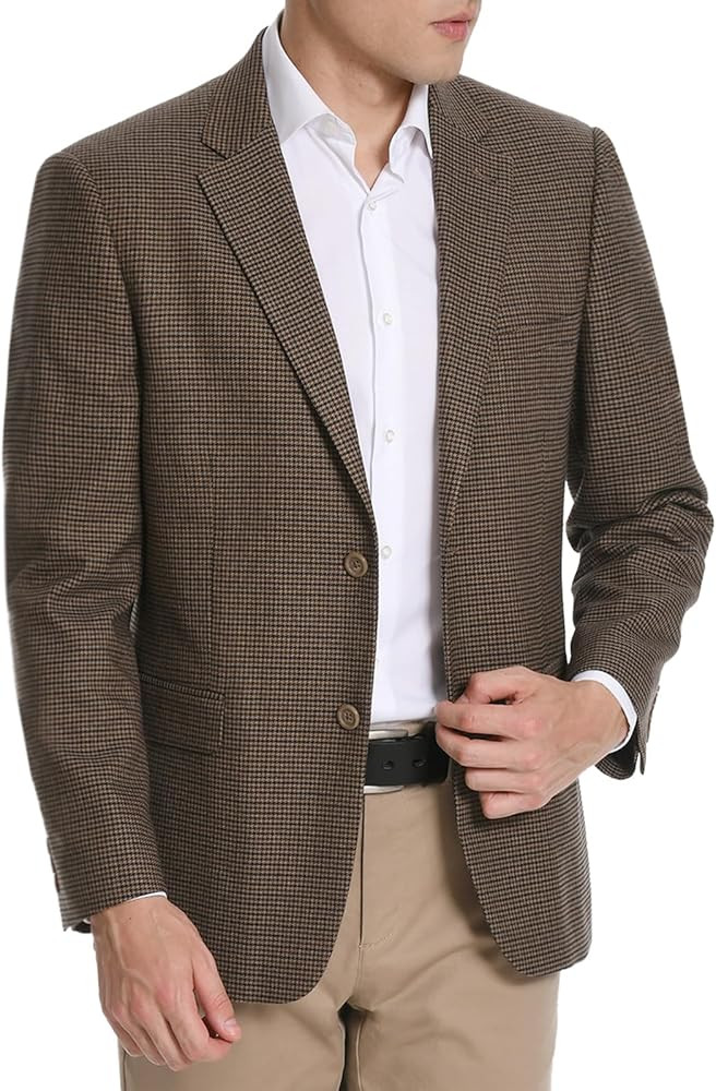 AMY ZHU Men's Lightweight Houndstooth Blazer Men Sport Coat 2 Button Stretch Suit Jacket for Dail... | Amazon (US)