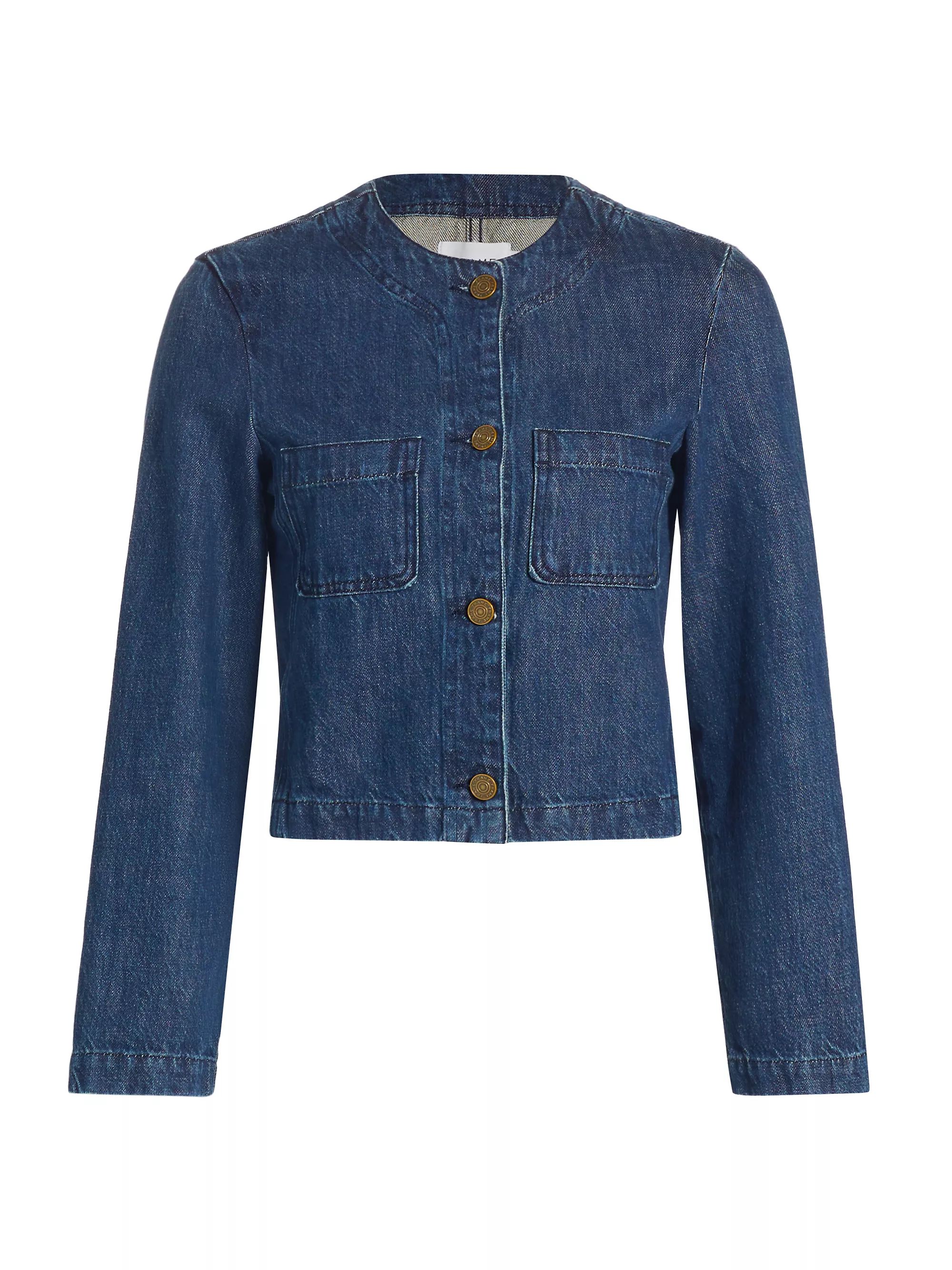 Collarless Denim Jacket | Saks Fifth Avenue