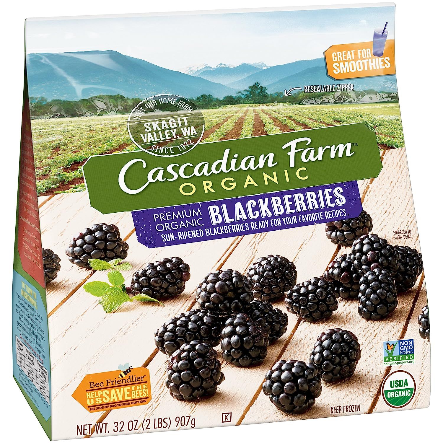 Cascadian Farm Organic Blackberries, 32oz Resealable Bag (Frozen), Organically Farmed Frozen Frui... | Amazon (US)