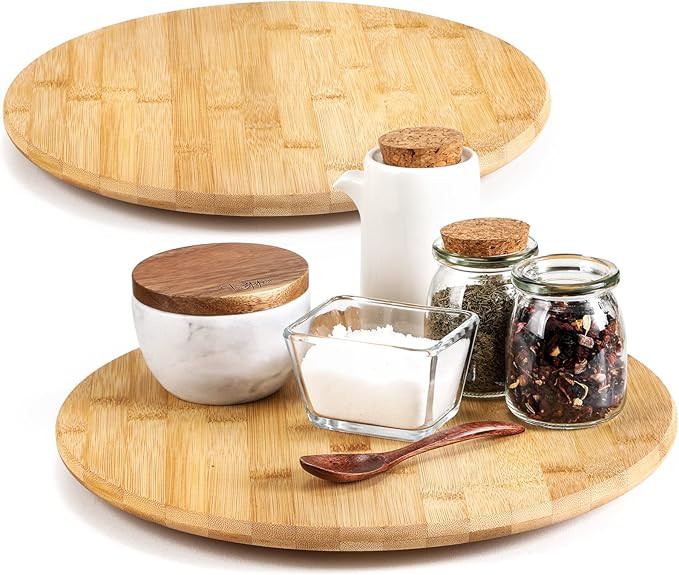10 Inch Bamboo Wood Lazy Susan Organizers - Non-Skid Turntable Rack for Table, Pantry Organizatio... | Amazon (US)