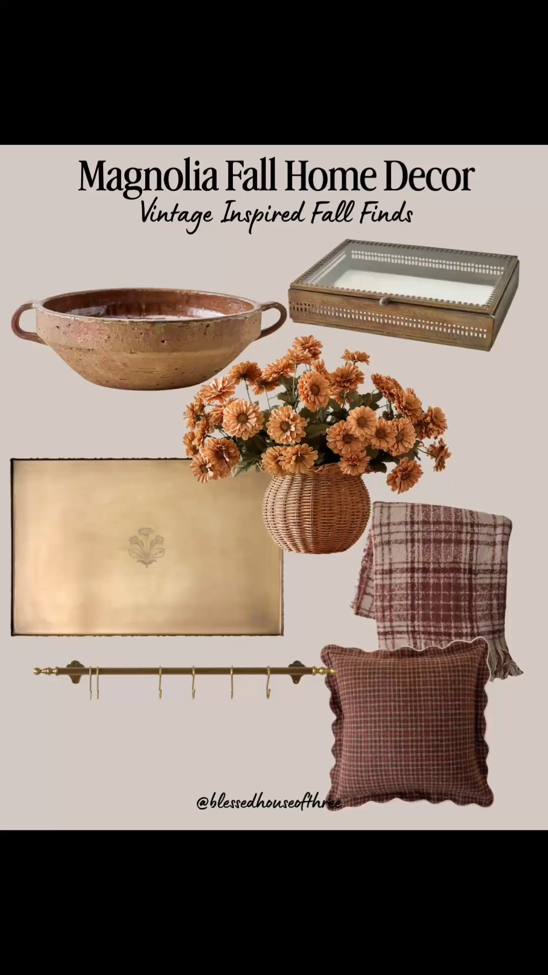 Magnolia fall home decor is so good right now if you love warm, collected spaces with a vintage-inspired feel. 

I pulled together some of my favorite Magnolia fall finds featuring warm brass accents, burgundy plaid, woven textures, vintage-inspired accessories, fall florals and those little decorative details that make a home feel layered and collected. These are beautiful pieces for adding warmth to a living room, kitchen, entryway or fall shelf styling without going overly themed for the season.

I especially love how the antique-inspired brass and aged finishes mix with the deeper rust and burgundy tones for fall. So many of these could stay out well beyond the season, too.

Magnolia fall decor | Magnolia home finds | vintage-inspired home decor | fall home decor ideas | warm neutral fall decor | burgundy fall decor | brass home decor | fall shelf styling | cozy fall home | vintage fall decor

#LTKHome #LTKSeasonal #LTKSaleAlert