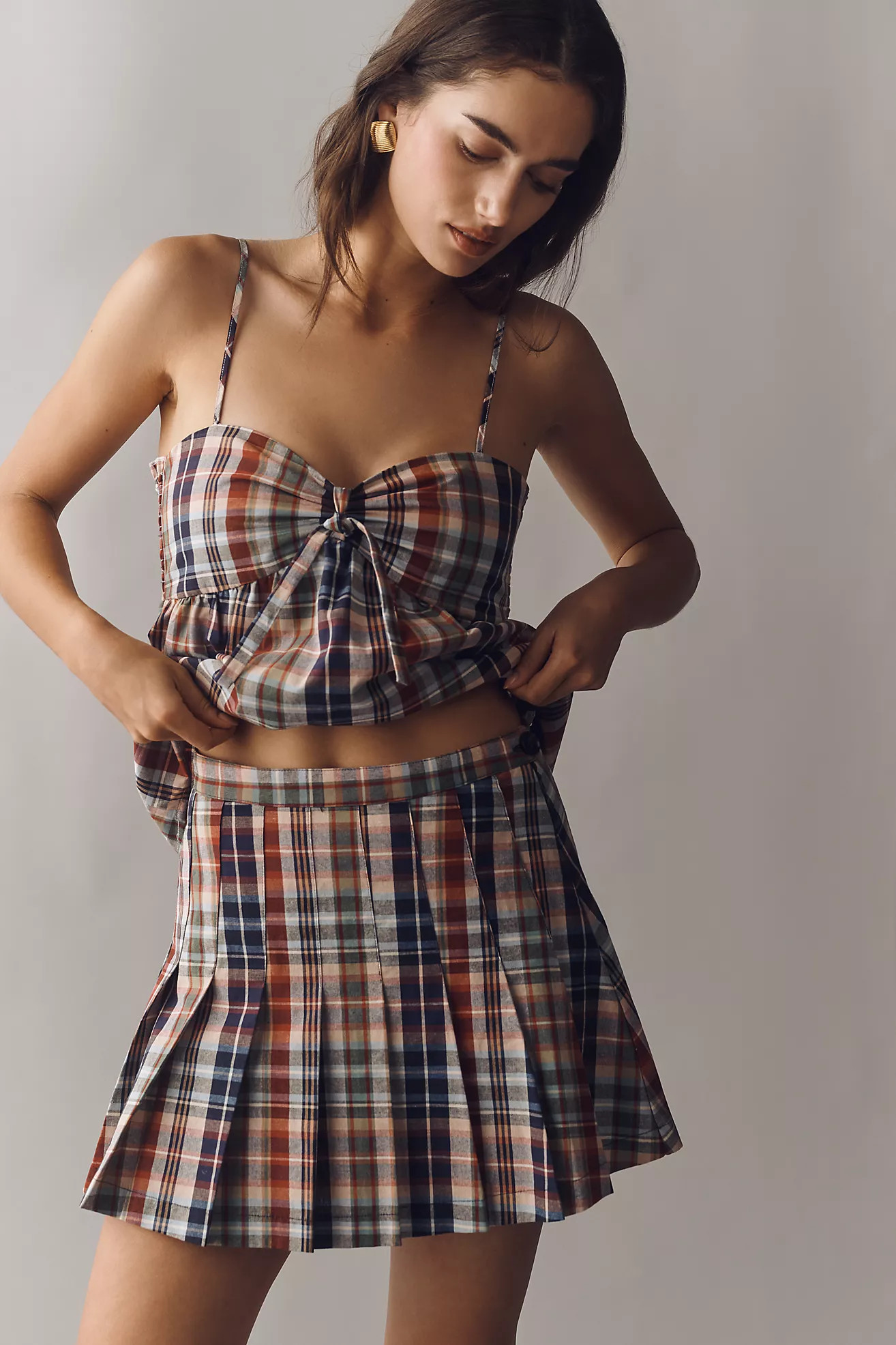 Rowing Blazers Pleated Plaid Mini Skirt | Anthropologie (US)