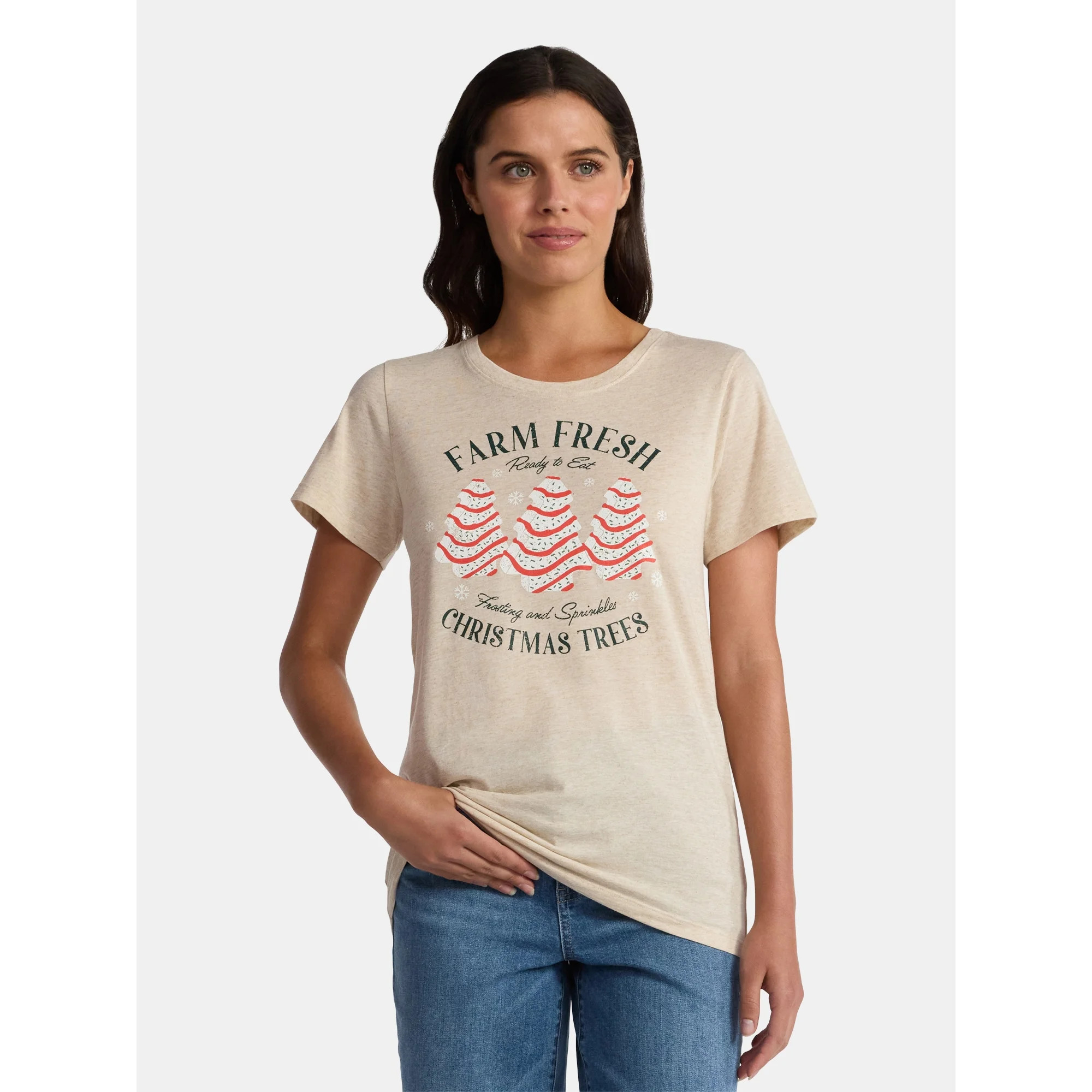 Christmas Women's Sprinkle Trees Graphic Tee from Holiday Time, Sizes S-XXXL | Walmart (US)