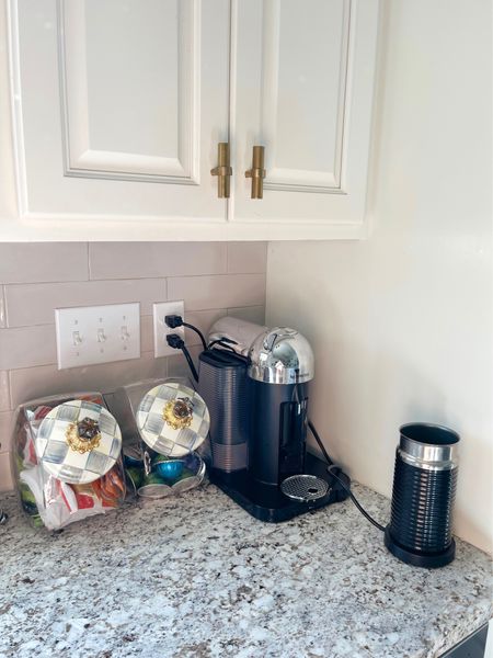 I always get compliments on these Mackenzie Childs canisters. They’re perfect for holding my coffee pods! Also, we’ve had this nespresso verturo for 4 years and love it! #coffeemachine #kitchen #mackenziechilds 

#LTKhome
