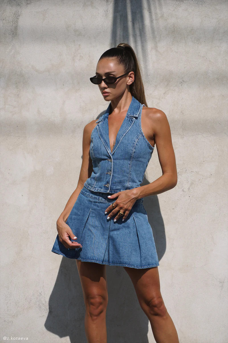 Vivienne Denim Vest - 70'S Blue | MESHKI US