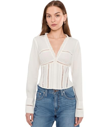 Free People, Womens, Frankie Corset Long Sleeve Top, Clean Ivory, Small | Amazon (US)