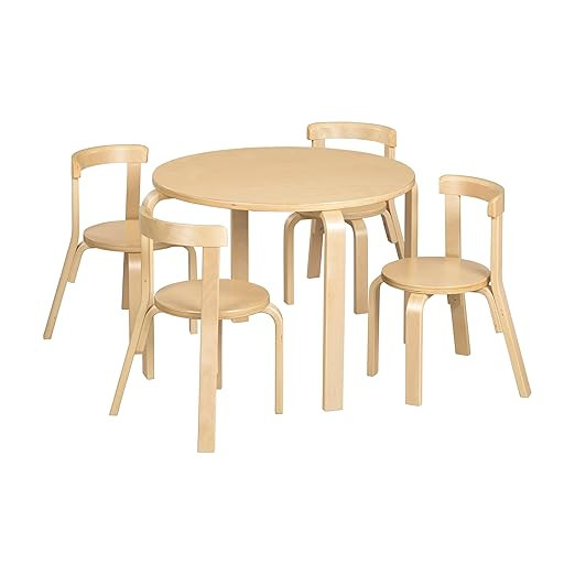 ECR4Kids Bentwood Table and Curved Back Chair Set, Kids Furniture, Natural, 5-Piece | Amazon (US)