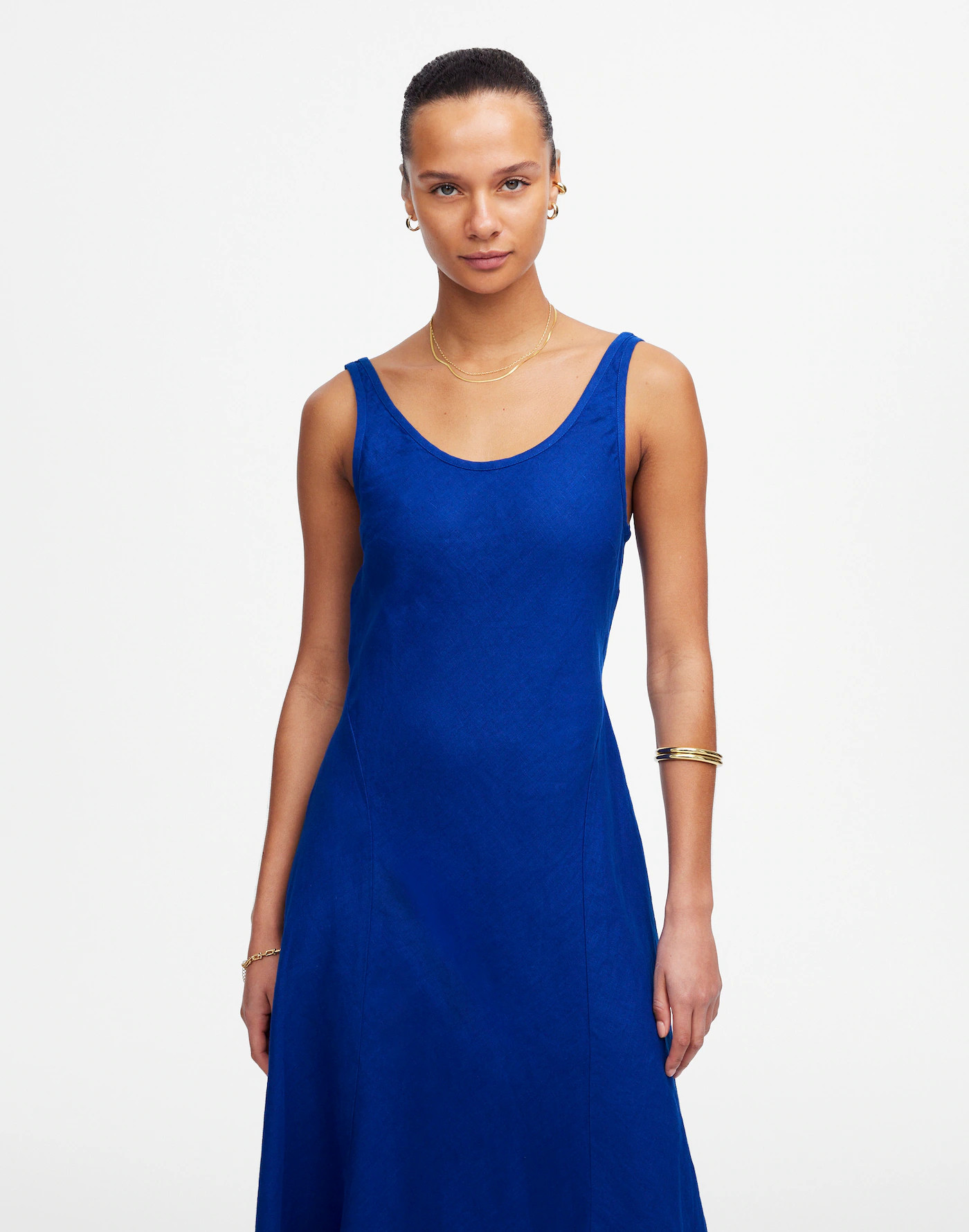 Scoopneck Sleeveless Midi Dress in 100% Linen | Madewell | Madewell