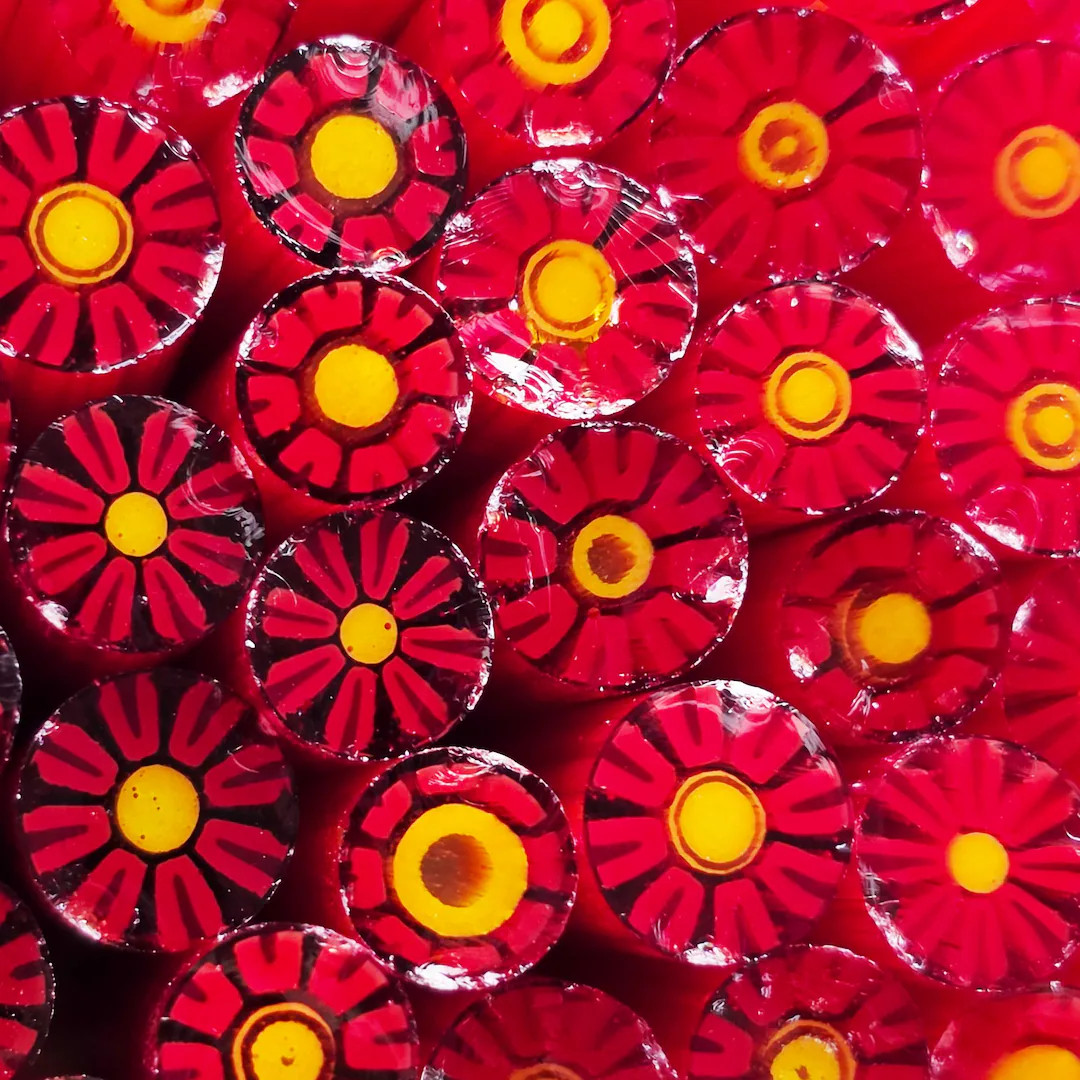 COE 96 Flower Murrini: "reddy When You Are" (1 Oz Cane/sticks) - Opaque and Transparent Red Petal... | Etsy (US)