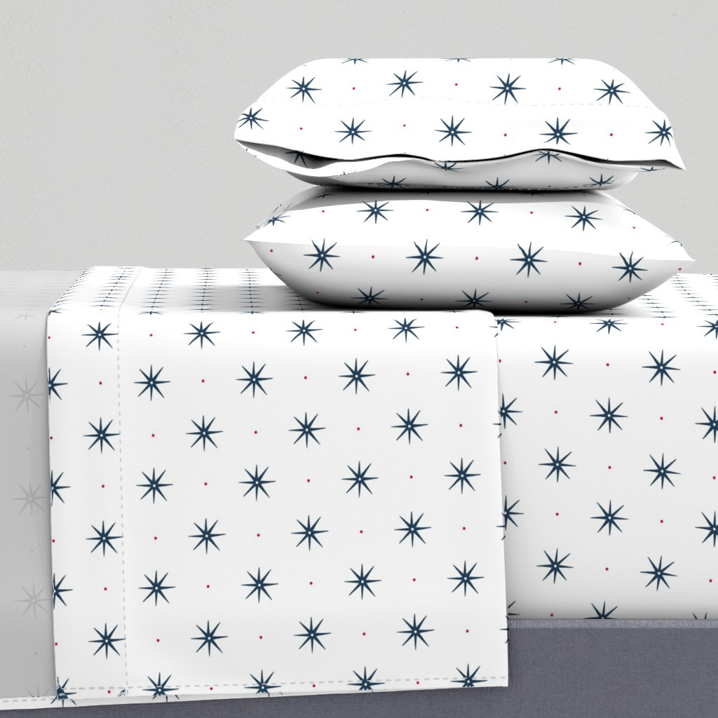 custom Stars Salty Dog Blue WITH Red DOTS Sheet Set | Spoonflower | Spoonflower