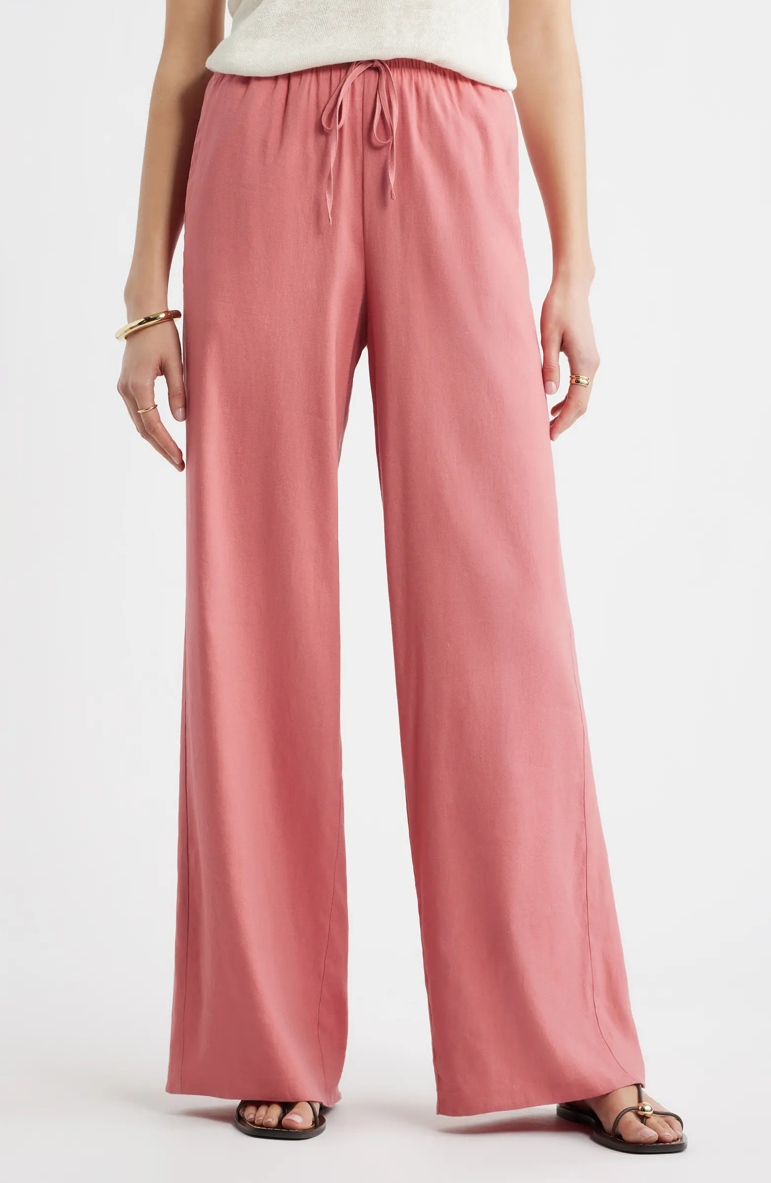 Linen Blend Drawstring Pants | Nordstrom