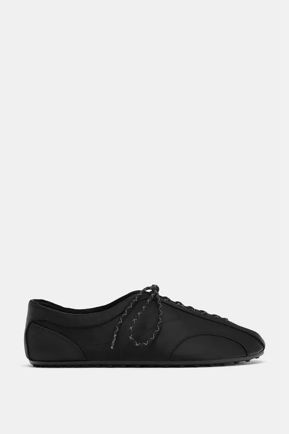 LACED SPORTY BALLET FLATS | Zara Canada
