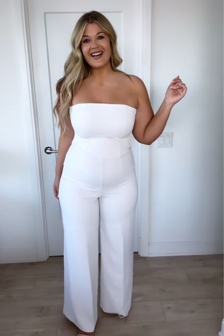 White Jumpsuit from Abercrombie - perfect for my brides to be! Wearing a Large Tall 

#LTKcurves #LTKwedding