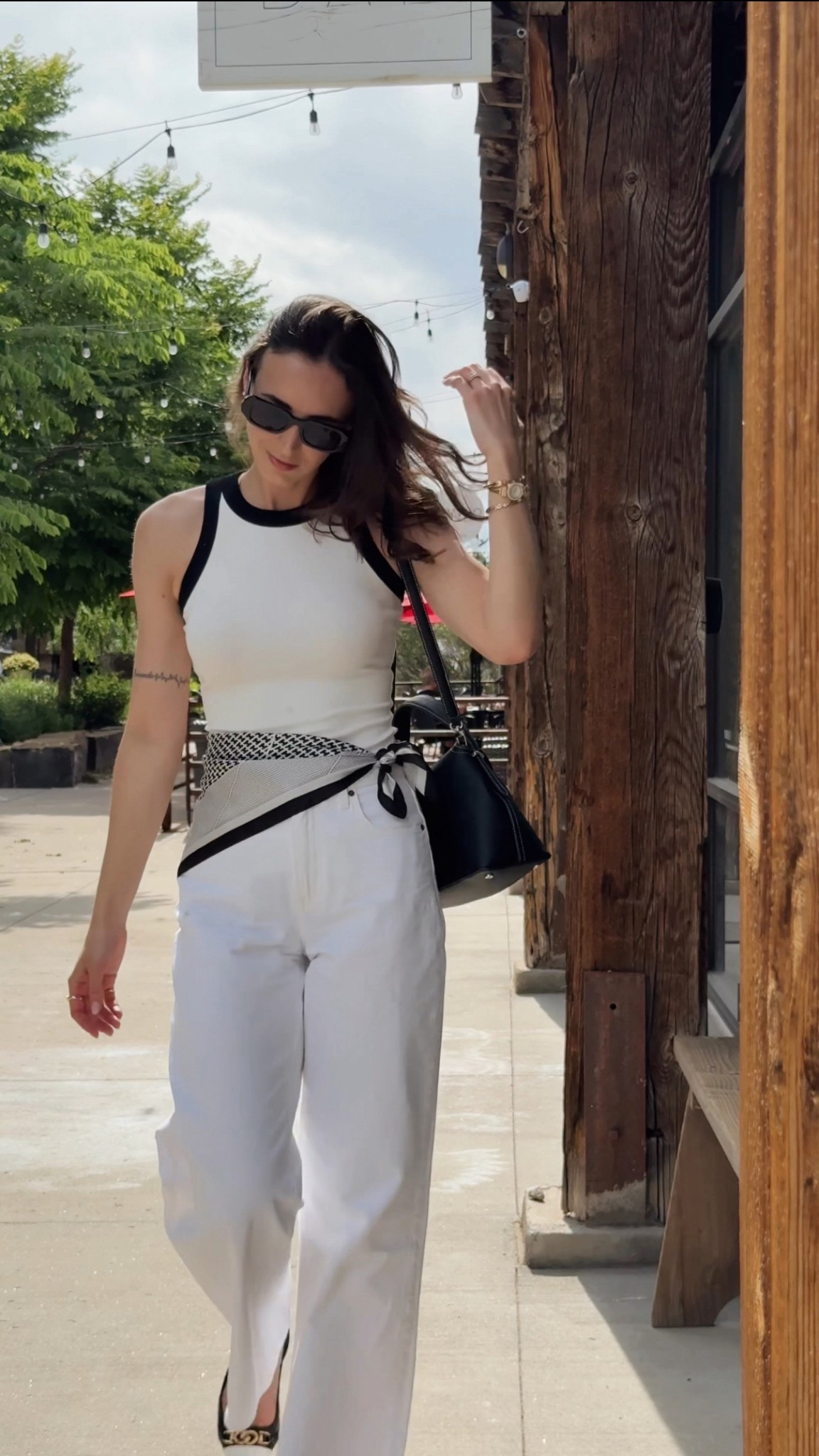 Summer outfit inspo, summer fashion trends, white pants, black and white tank top, scarf

#LTKStyleTip #LTKSeasonal #LTKSummerEdit