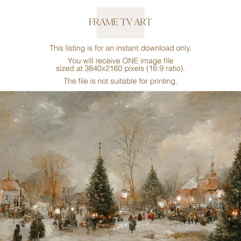 Samsung Frame TV Art Christmas Frame TV Art 4K Winter Painting TV Art Vintage Landscape Painting ... | Etsy (US)