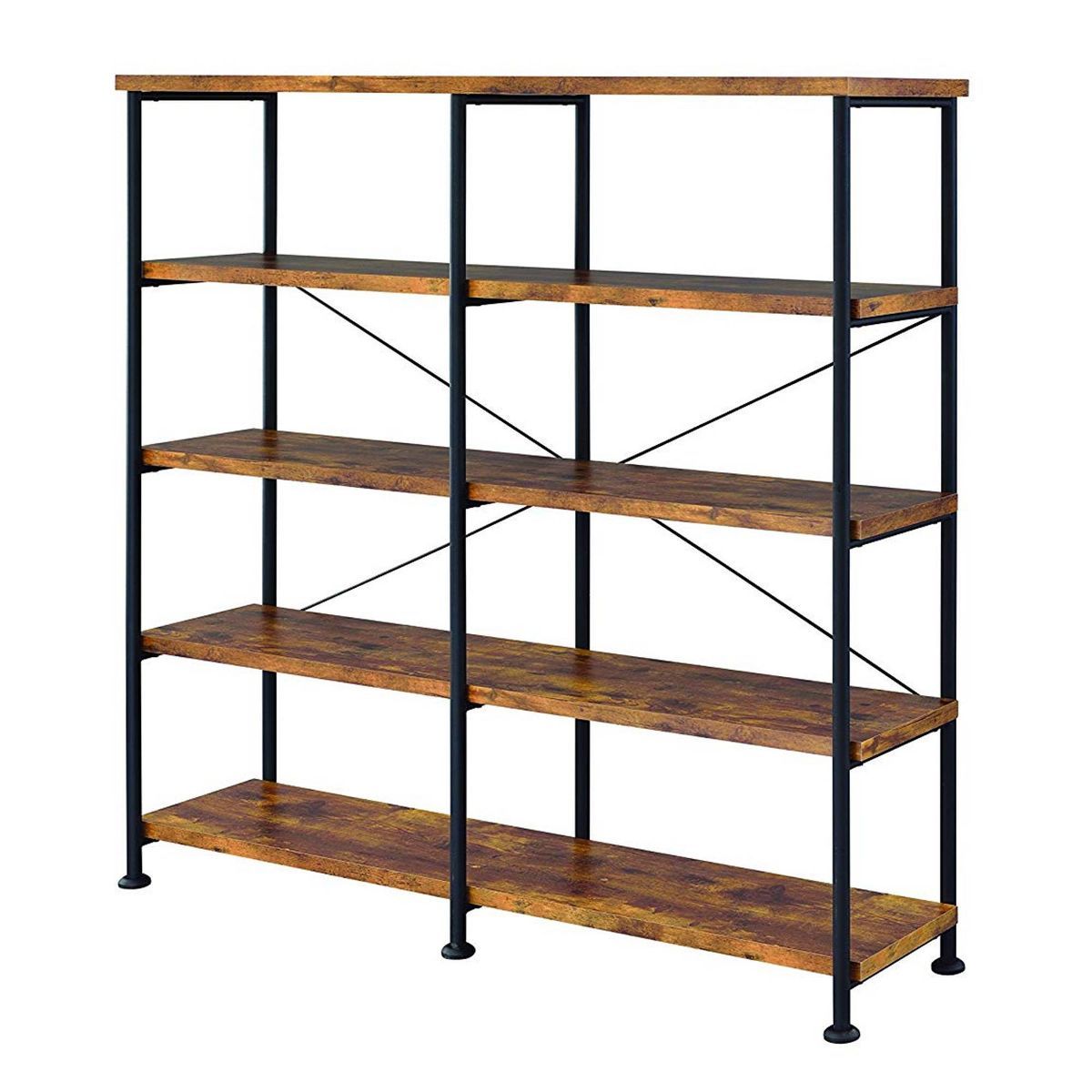 63" Industrial 4 Tier Bookshelf with Particleboard and Metal Frame - Benzara | Target