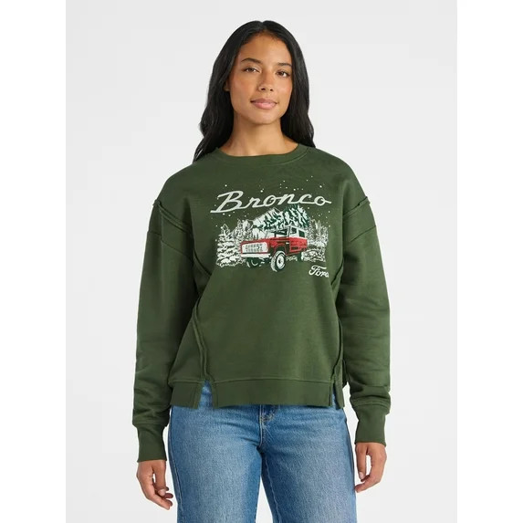 Time and Tru Women's Bronco Wonderland Graphic Sweatshirt with Long Sleeves, Sizes XS-XXXL | Walmart (US)