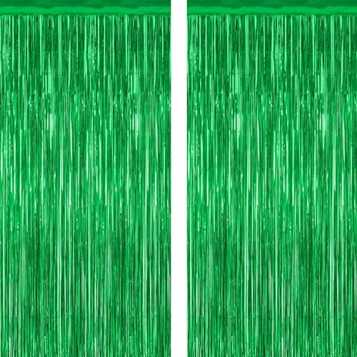 2 Pack Tinsel Backdrop, 3.28 FT x 7.05 FT Green Party Decorations, Metallic Football Backdrop Cur... | Amazon (US)
