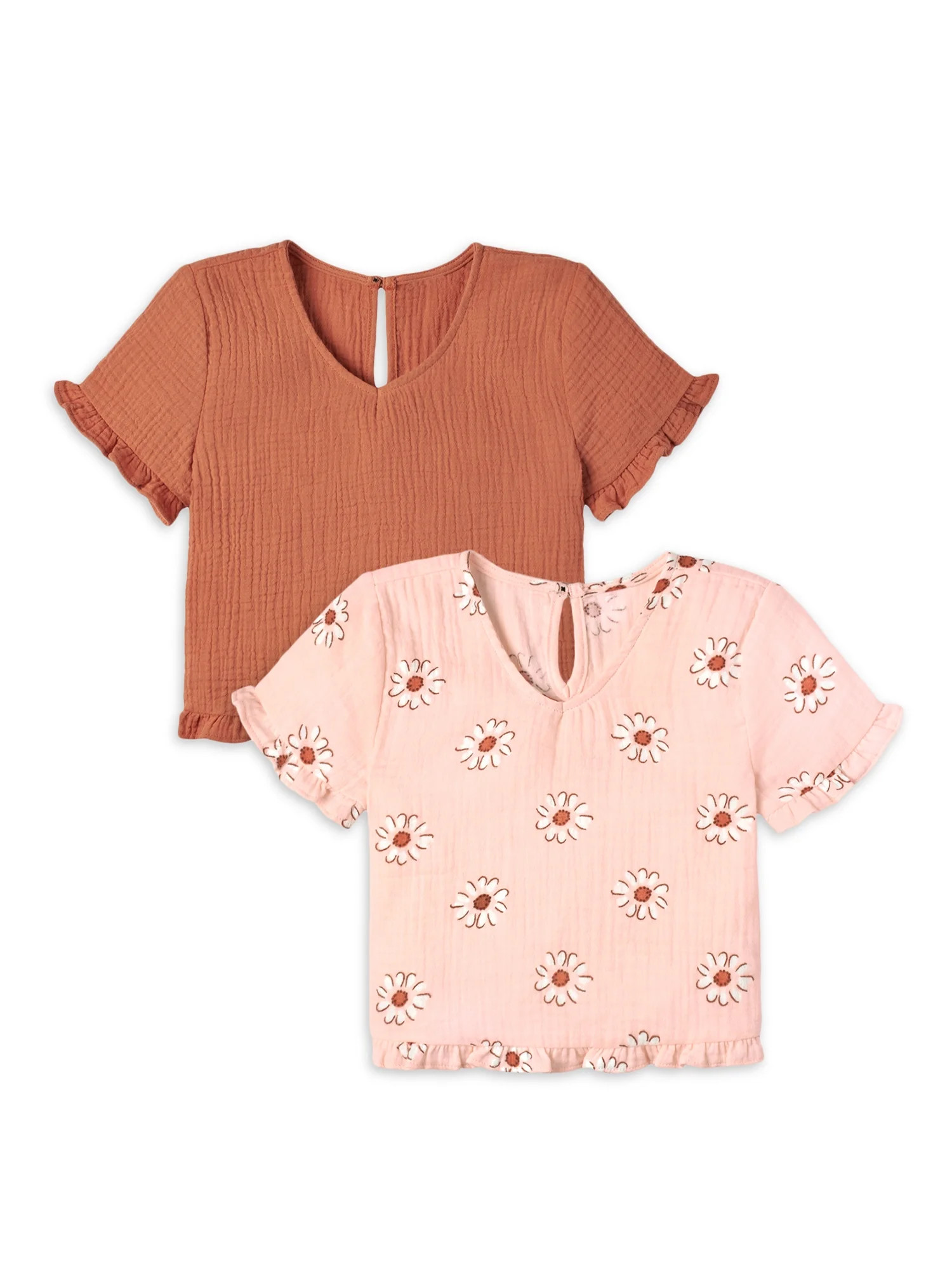 Modern Moments by Gerber Toddler Girl Ruffled Gauze Top, 2-Pack, Sizes 12M-5T | Walmart (US)