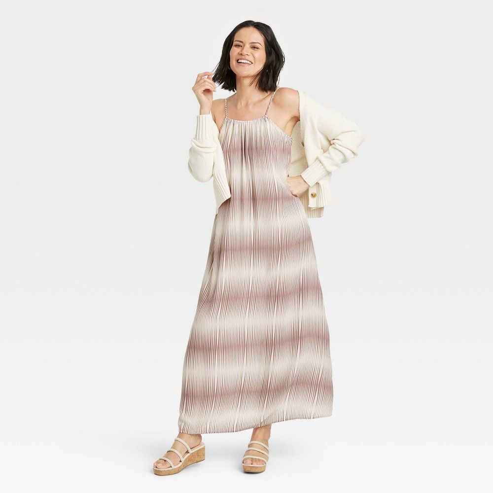 Women's Tie-Dye Sleeveless Dress - A New Day Light Brown XL | Target