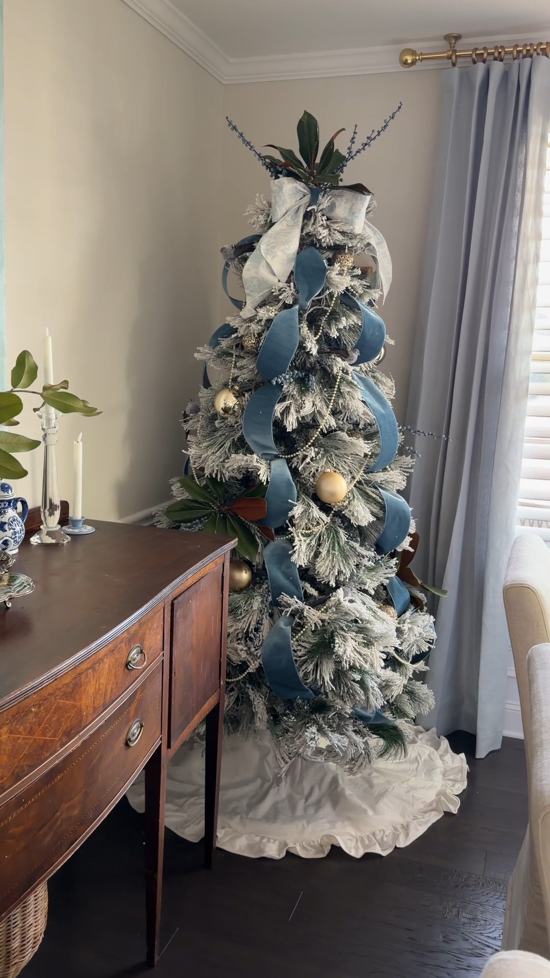 Prepping to host Thanksgiving tonight but I got one tree up last night and wanted to share a little hack to reuse our wreath sashes from summer to make a bow at the top. I’m also linking the tree in my office that I plan to get a second one of for this corner next year. It’s much fuller and easier to work with! Plus they have more sizes (I have the 8 foot slim Christmas tree) 

#LTKHoliday #LTKHome